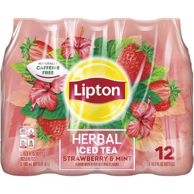 Lipton Herbals Strawberry Mint Tea - 12pk/16.9 fl oz Bottles