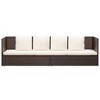 vidaXL Patio Bed with Cushion & Pillows - Poly Rattan Brown, Adjustable Outdoor Garden Sunbed, Weather-Resistant Furniture with Thick Cushions - 4 of 4