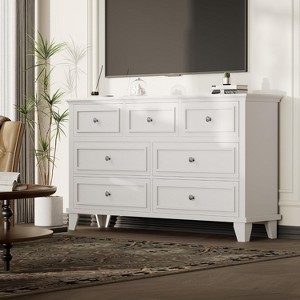 coucheta Brown Dresser for Bedroom, 7 Drawer Dresser, Wooden Chest of Drawers with Deep Drawers, 47" Long Dressers TV Stand - 1 of 4