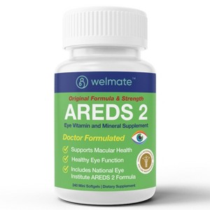 WELMATE - AREDS 2, Eye Vitamin & Mineral Supplement, Vitamin C, Zinc, Lutein, Macular Health, Doctor Formulated & Tested, Eye Care, 240 Softgels - 1 of 4