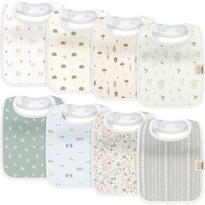KeaBabies 8-Pack Organic Baby Bibs for Boy, Girl, Drool Bibs, Baby Bib for Girls, Boys,  Newborn Teething Bibs - 1 of 4