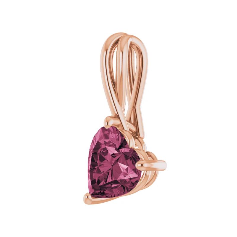 Pompeii3 2ct Pink Topaz Women's Heart Pendant in 14k Gold Necklace 6mm Tall, 2 of 5