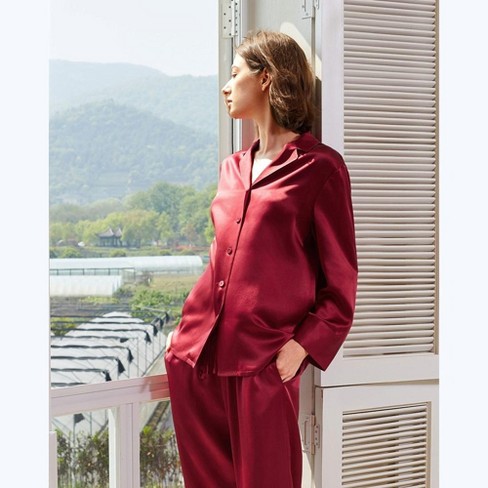 Fashion Breathable Silk Pajamas 100% Silk Shirt and Pants Long