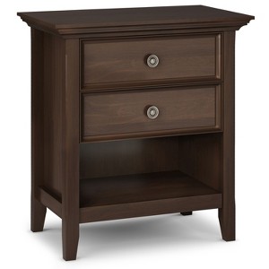 Sapphtopaz Modern Wooden Nightstand with 2 Drawers & Bottom Shelf Bedside Table with Bronze Round Pulls Night Stand for Bedroom, Living Room - 1 of 4