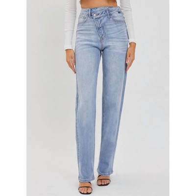 Women's Jillian High Rise Asymmetrical Button Dad Jeans - CELLO