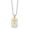 Chisel Stainless Steel Brushed and Yellow IP-plated 2 Piece Cross Dog Tag on a 22" Ball Chain Necklace - 3 of 4