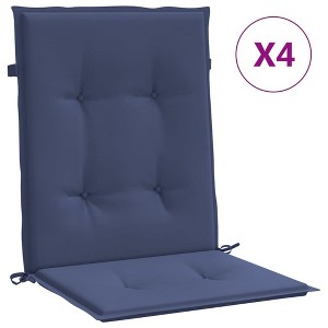 vidaXL Lowback Chair Cushions - 4 Pcs Navy Blue Patio Seat Pads, Polyester Fabric, Water-Resistant for Outdoor/Indoor Use, 39.4"x19.7"x1.6" - 1 of 4