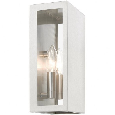 Winfield Brushed Nickel 2-Light Outdoor Sconce with Clear Glass