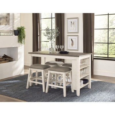 NicBex Dining Table Modern Counter Height Dining Table with Built-in Shelves for Kitchen and Dining Room
