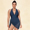 Women's Plus Size Halter Swim Dress with Mesh Overlay (00X-3X) - Cupshe - 4 of 4