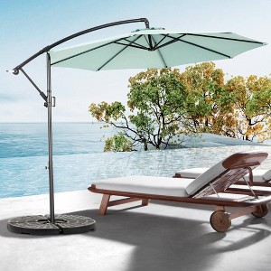Gulches 10ft Offset Hanging Market Patio Umbrella w/Easy Tilt Adjustment, Polyester Shade,8 Ribs for Backyard, Poolside( Light green ) - 1 of 4