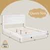 Infans Queen Size Bed Frame Platform Slat High Headboard Bedroom Rubber Wood Leg White - 2 of 4