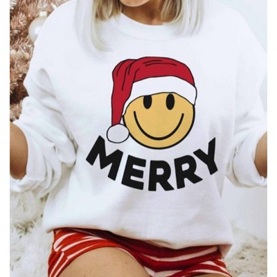 Women's Merry Smiley Graphic Sweatshirt - WKNDER