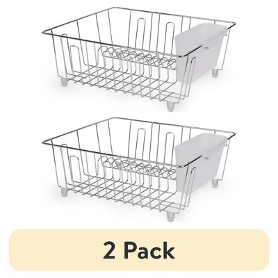 LunaLulinlk (2 pack) Small Wire Dish Rack - Chrome - 14.17" W x 12.64" L x 5.67" H