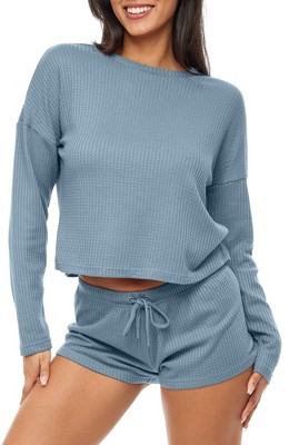 Adr Women's Ribbed Knit Pajamas Set Set With Pockets, Drop Shoulder  Sleepshirt And Pajama Thermal Underwear Pants Beige 2x Large : Target