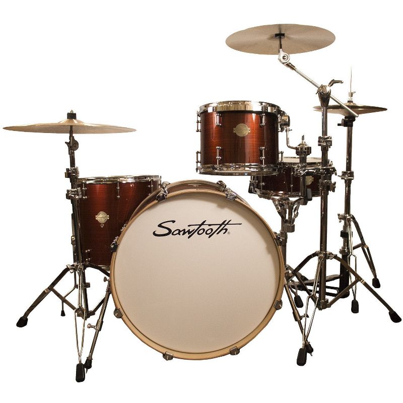 Sawtooth Command Series 4-Piece Drum Shell Pack with 24" Bass Drum, Red Streak, 1 of 2