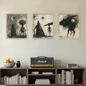 Modern Triple Black Aluminum Alloy Framed Art, 30x40cm, Stylish Home Wall Decor - 1 of 4