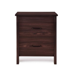 Christopher Knight Home Olimont Contemporary 2 Drawer Nightstand Walnut: Bedside Table with Storage - 1 of 4