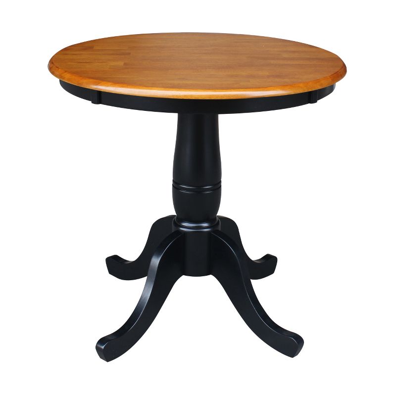 30&#34; Round Top Pedestal Dining Table Black/Red - International Concepts, 1 of 7