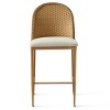 Barcelona Rattan Counter Stool, Linen Upholstered Midbar Chair, 26 Inch Stools with Rattan Back for Kitchen Island, Dining Room - Maison Boucle - 2 of 4