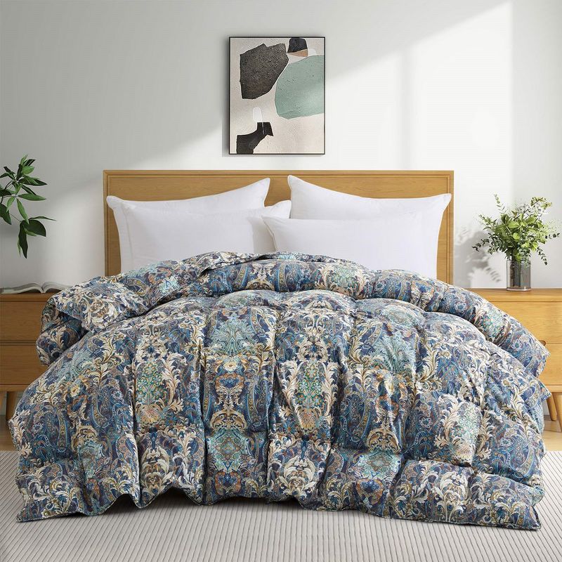 Peace Nest All Season Paisley Floral Goose Down Comforter Duvet Insert Vintage Style, 1 of 7