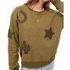Women's Western Textured Patchwork Sweatshirt - Blue B - 3 of 4