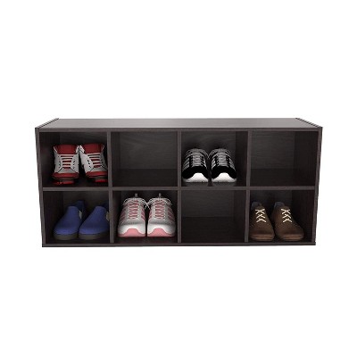 Espresso Stackable 8-Cubby Shoe Storage Organizer