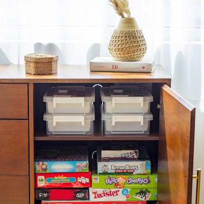 Clear Stackable Plastic Storage Boxes with Lids, 1.4qt, 4-Pack