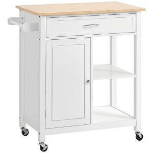 Kitchen Island Cart, Rolling Kitchen Island with Storage Shelf, Solid Wood Top, Drawer, for Dining Room - 1 of 4
