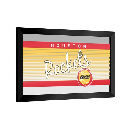 Houston Rockets Hardwood Classics Black Framed Bar Mirror By Trademark ...