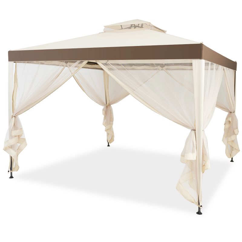 Tangkula 10' x 10' 2-tier Outdoor Netting Canopy  Sun Shade Gazebo Tent for Picnic Party, 1 of 7