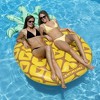 Swimline Jumbo 88" x 50" Inflatable Tropical Pineapple Pool Float Island Lounger, Lake Beach Water Raft with Headrest for 1 to 2 People, - 2 of 4