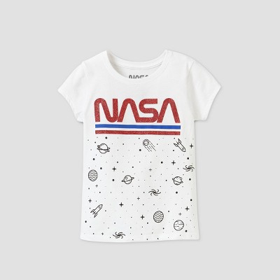 Girls' NASA Short Sleeve Graphic T-Shirt - White XS