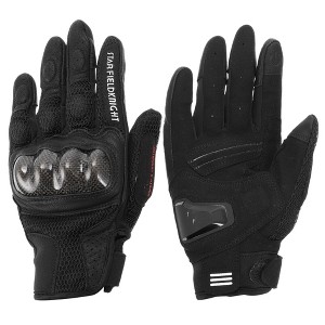 Unique Bargains Full Finger Motorcycle Gloves Carbon Fiber Pattern 1 Pair - 1 of 4