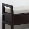 Alilang 40.16 inch Wooden Storage Bench with Cushioned Seat and Slatted Lower Shelf-espresso - 3 of 4