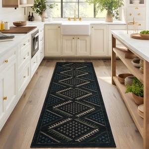 Washable Rugs for Living Room Boho Area Rugs Diamond Print Non Slip Large Kids Bedroom Carpet - 1 of 4