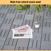 Interlocking Deck Tiles – 12"x12" Light Gray Acacia Hardwood, Checker Pattern for Patio, Balcony & Poolside – Easy DIY Outdoor Flooring - 2 of 4