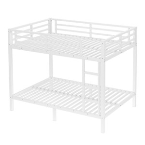 TopComfy Beds Metal Full over Full Bunk Bed Saving Noise Reduced No Box Spring Needed Teens Bed for Bedroom, White, 56.7"*65.57"*83.78" - 1 of 4