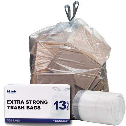 Plasticplace 13 Gallon Drawstring Trash Bags - White (200 Count) : Target