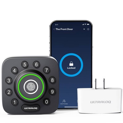 ULTRALOQ U-Bolt Pro 6-in-1 Bluetooth Enabled Fingerprint & Keypad Smart Deadbolt Door Lock with Wi-Fi Bridge: Zinc, Voice Control, Fire-Resistant