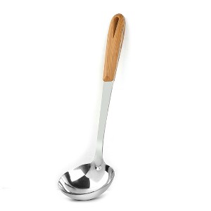 Unique Bargains Canteen Kitchen Wooden Handle Cooking Utensil Soup  Ladle 13.9'' Length - 1 of 4