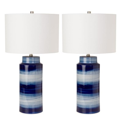 SEA WINDS 30" Navy Ceramic Table Lamp, sold as 2 pack