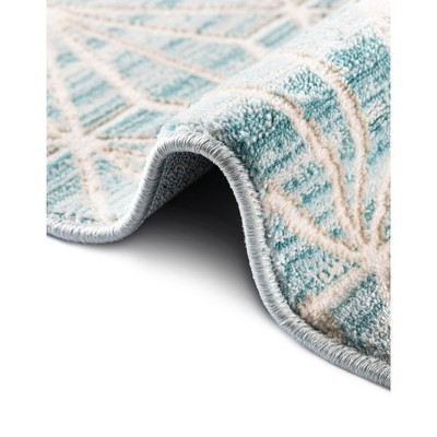 4' x 6' Blue Geometric Synthetic Easy Care Rug