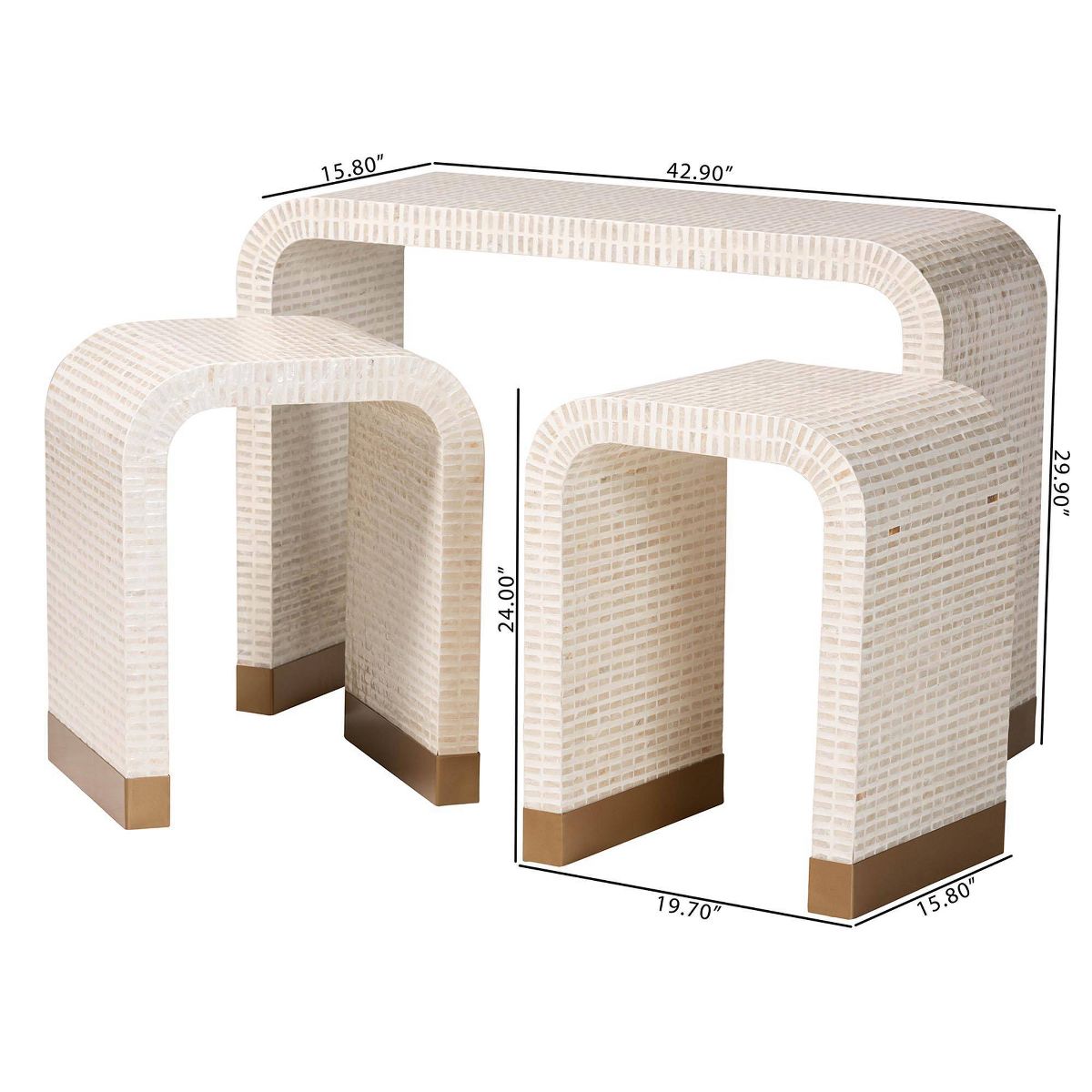 bali & pari 3pc Carlyn Mother of Pearl Capiz Shell Accent Table Set Beige/White/Gold - thumbnail 6