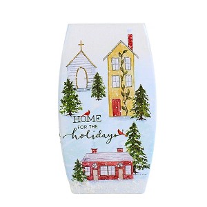 Stony Creek 8.0 Inch Home For The Holidays Med Pre-Lit Vase Snow Trees Cardinals Novelty Sculpture Lights - 1 of 3