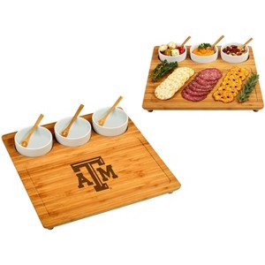 NCAA Texas A&M Aggies Bamboo Cheese, Charcuterie Board with 3 Ceramic Bowls - 1 of 4