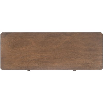 Modern Farmhouse Chic Brown Wood and Metal 2-Drawer Console Table