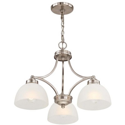 Somerset Mini 3-Light Chandelier in Brushed Nickel with Satin Glass