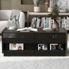 TiramisuBest Modern Coffee Table, 47.2" Rectangle Table with Solid Wood Legs, 4 Drawers & Side Storage,Brown - 2 of 4