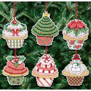 Janlynn Counted Cross Stitch Kit 3"X3" Set of 6-Christmas Cupcake Ornaments (14 Count)